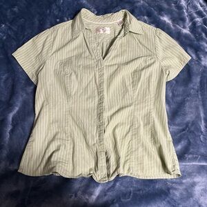 Green Striped Short Sleeve Shirt